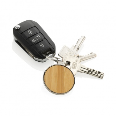 Logotrade advertising products photo of: RCS recycled zinc alloy round keychain with bamboo